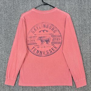 Gatlinburg Tennessee T-Shirt Womens S Salmon Pink Cotton Long Sleeve Elev 6593